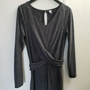 Old Navy Women’s Size M Gray Knit Jumpsuit Long Sleeve Faux Wrap